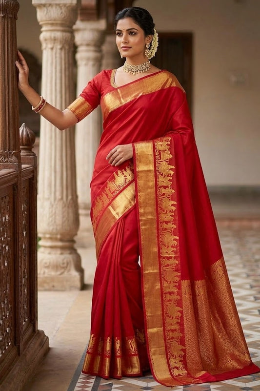 Soft Lichi Silk Saree with Jacquard Weaving
