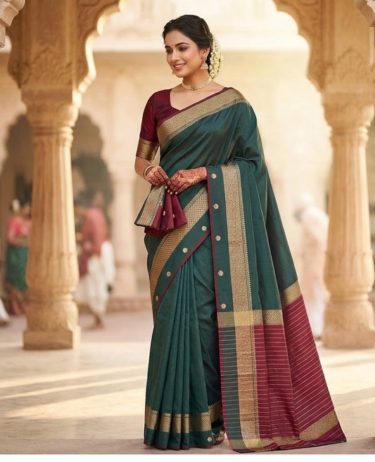 Exquisite Soft Lichi Silk Saree with Jacquard Weaving