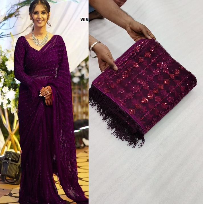 party wear Net Saree with Blouse
