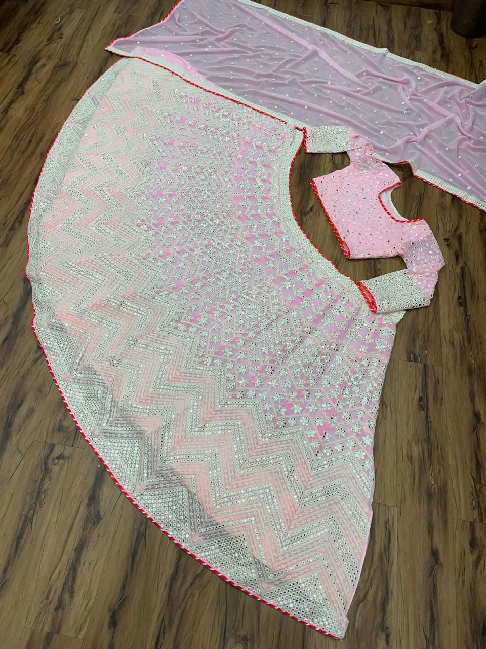 Pink color Embroidered lehenga