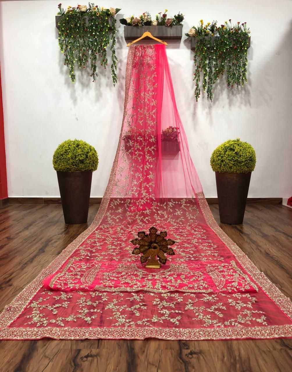 Red color Designer Embroidered saree