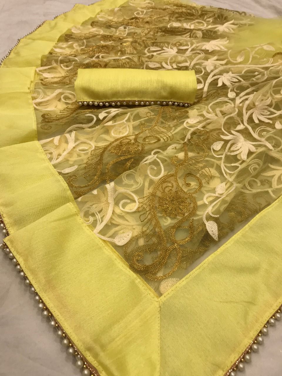 Latest Designer Net Embroidered Saree