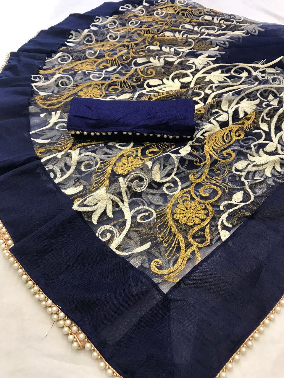 Latest Designer Net Embroidered Saree