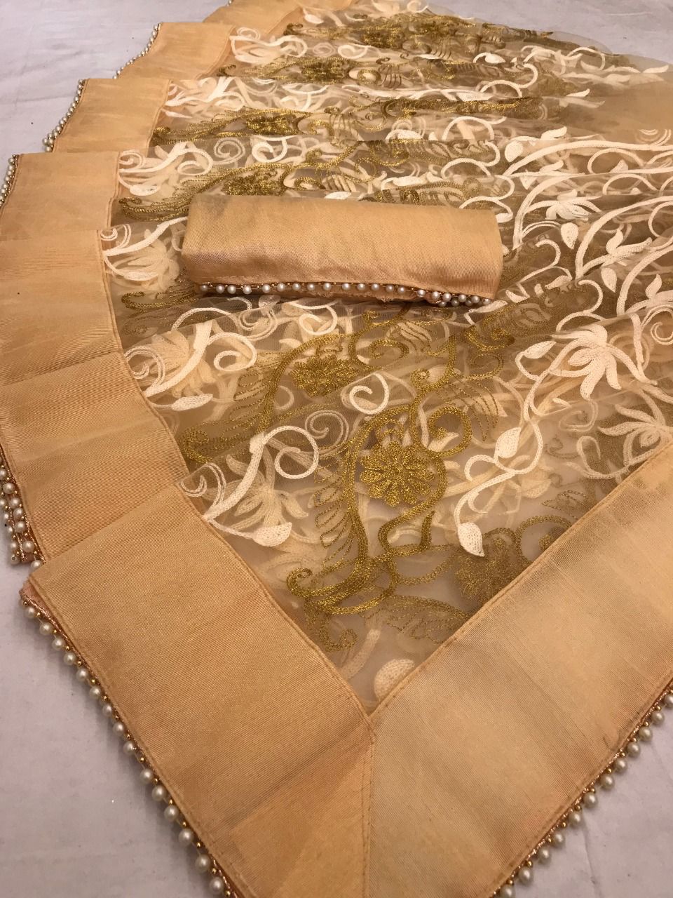 Latest Designer Net Embroidered Saree