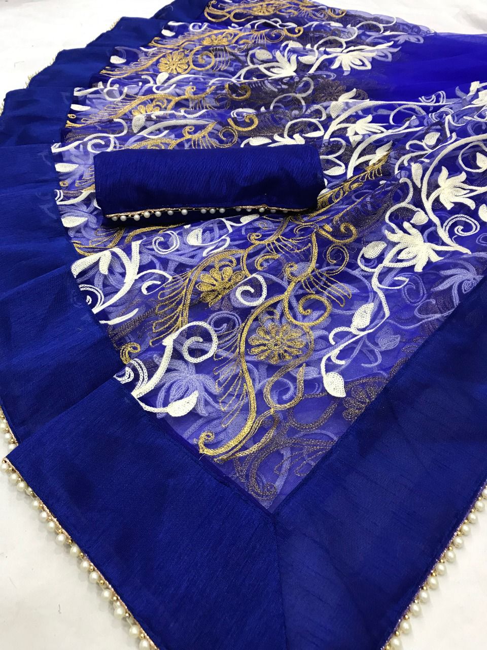 Latest Designer Net Embroidered Saree