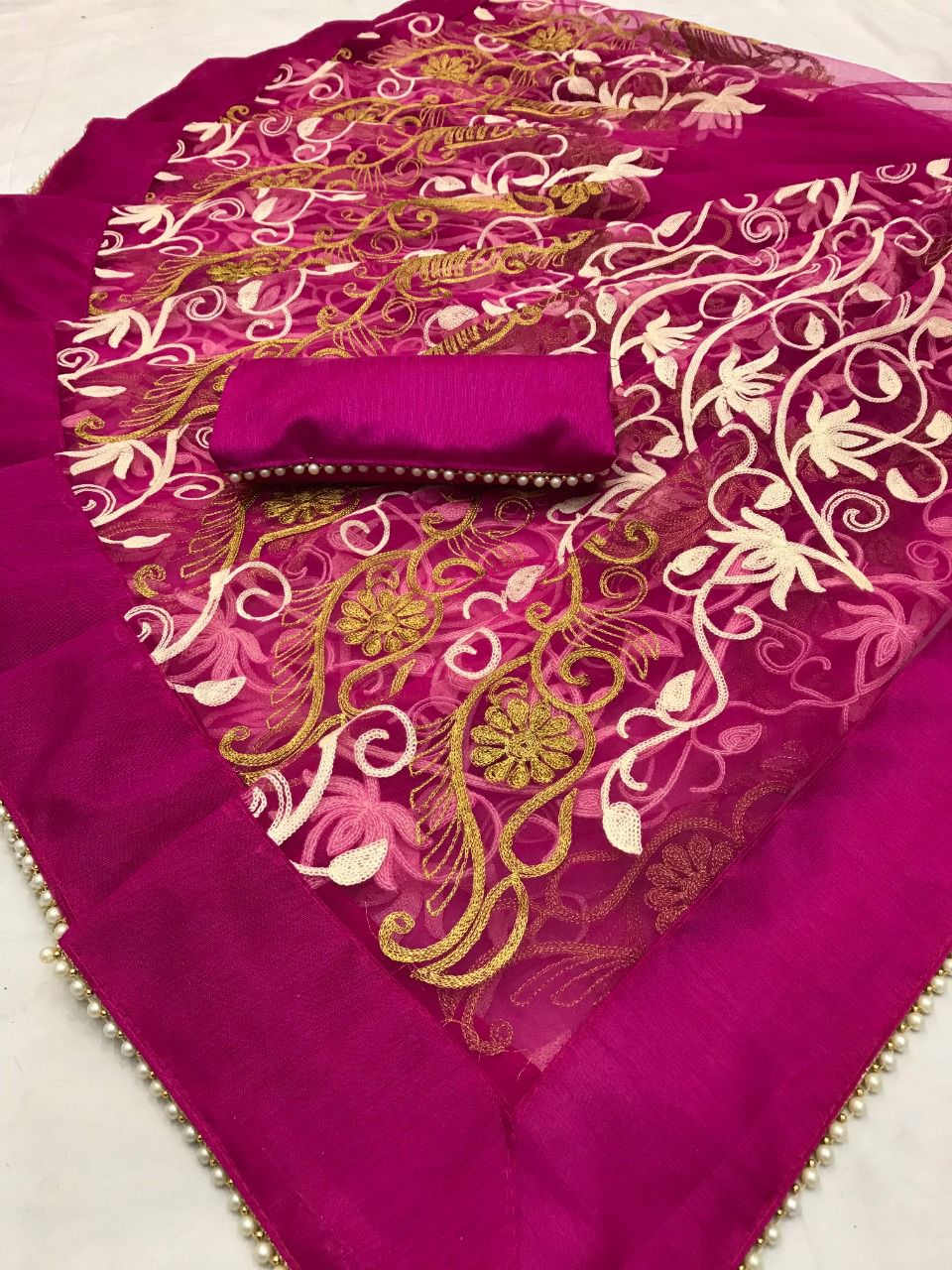 Latest Designer Net Embroidered Saree