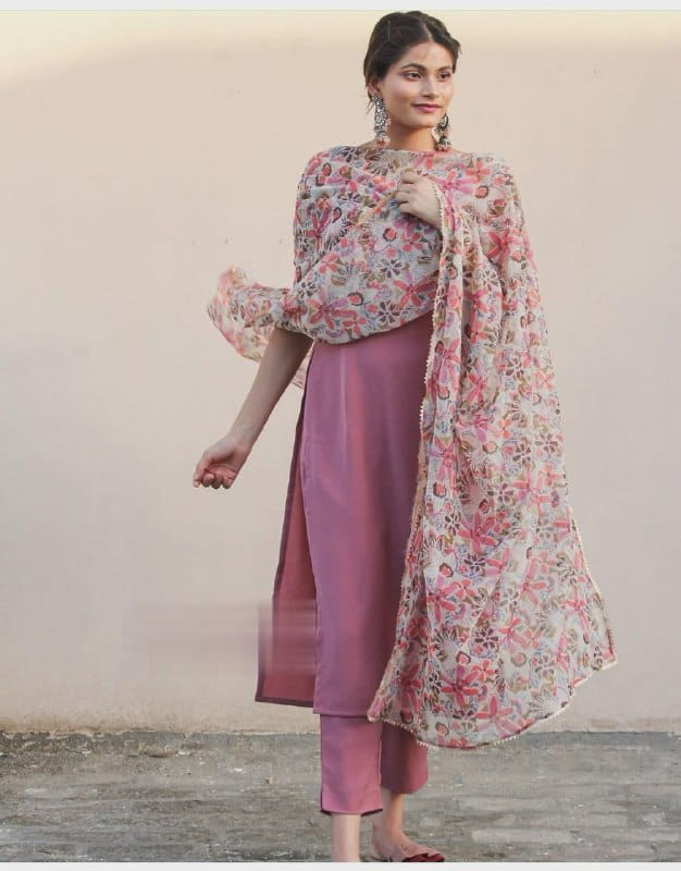 Latest Light Purple Color Ready Made Japan Silk Designer Salwar Suit