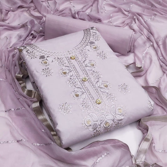 Pleasant Violet Color Sequence Work Designer Cotton Salwar Suit