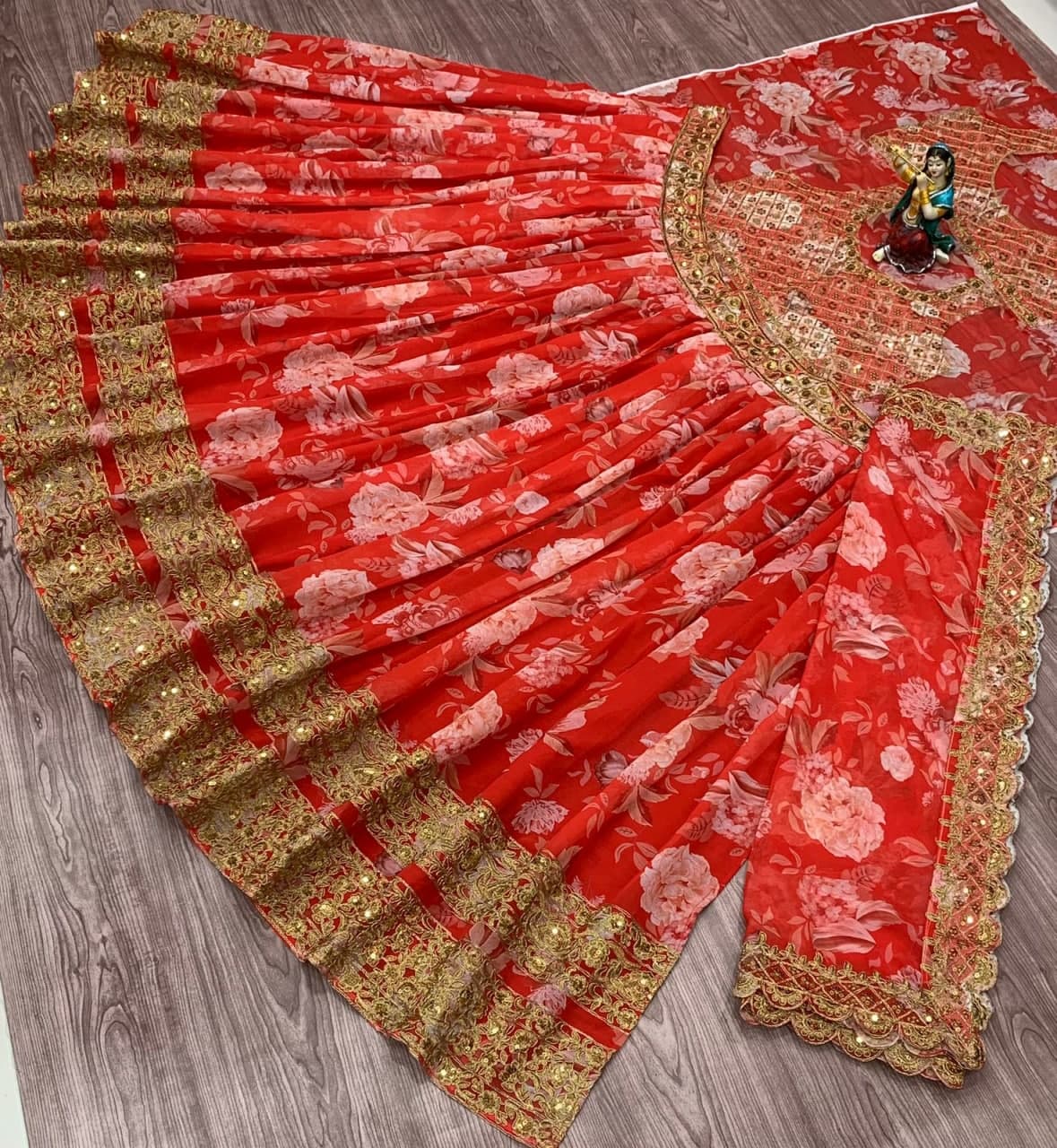 Lovable Red Color Function Wear Georgette Printed Work Lehenga Choli