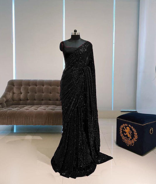 Party Wear Georgette Full Sequence Work Saree Blouse For Women