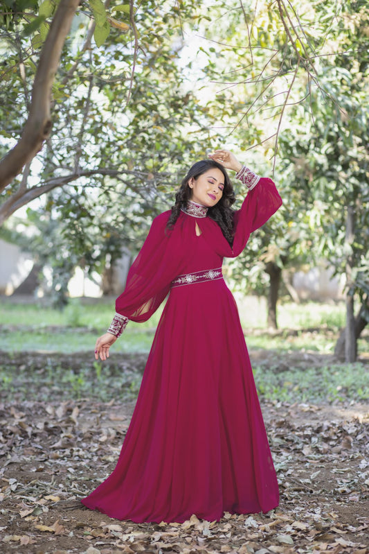 Awesome Designer Stitched Gown Poncho and Dupatta set