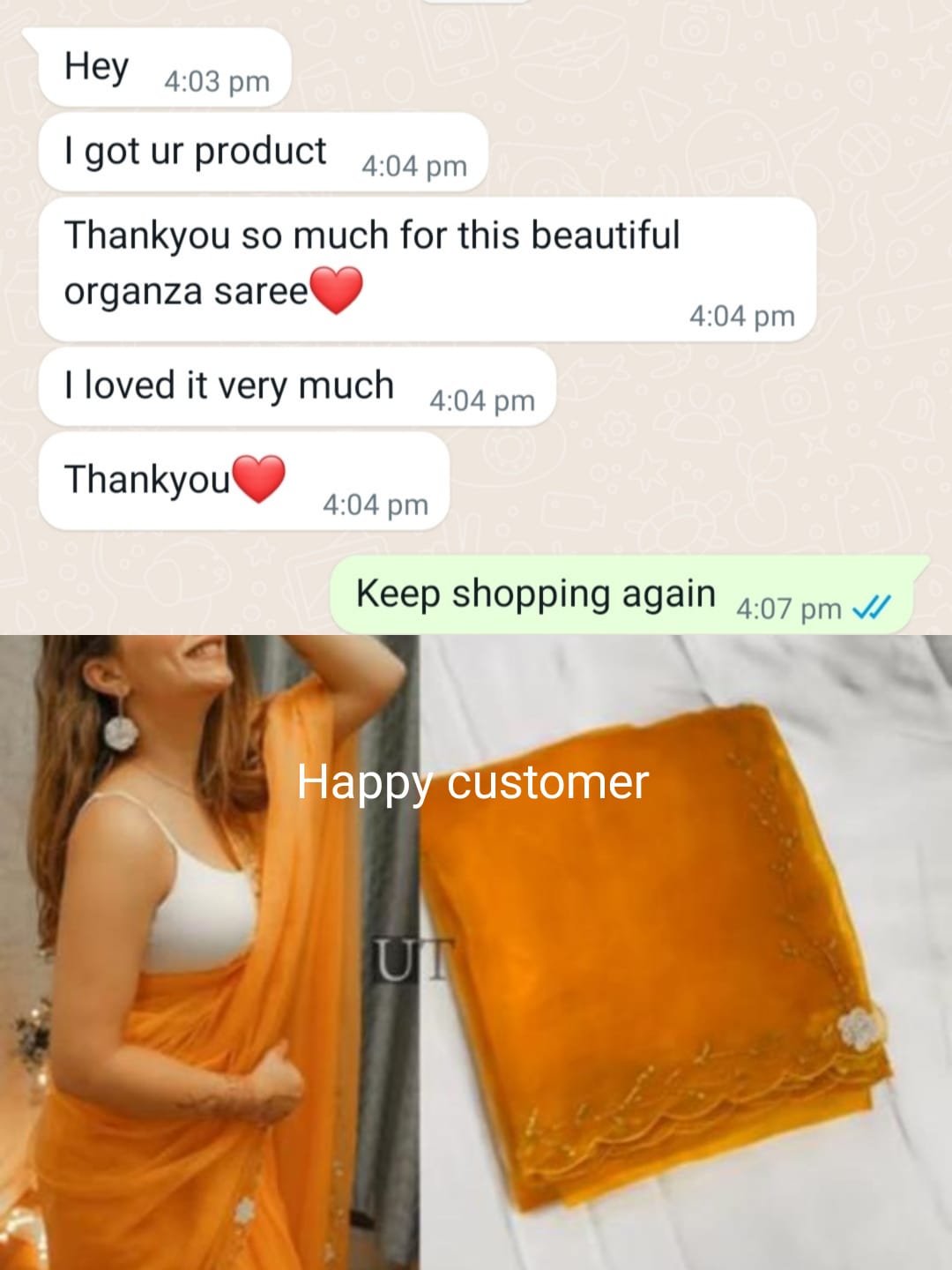 Orange Color Hand Work Embroidered Soft Organza Saree For Women