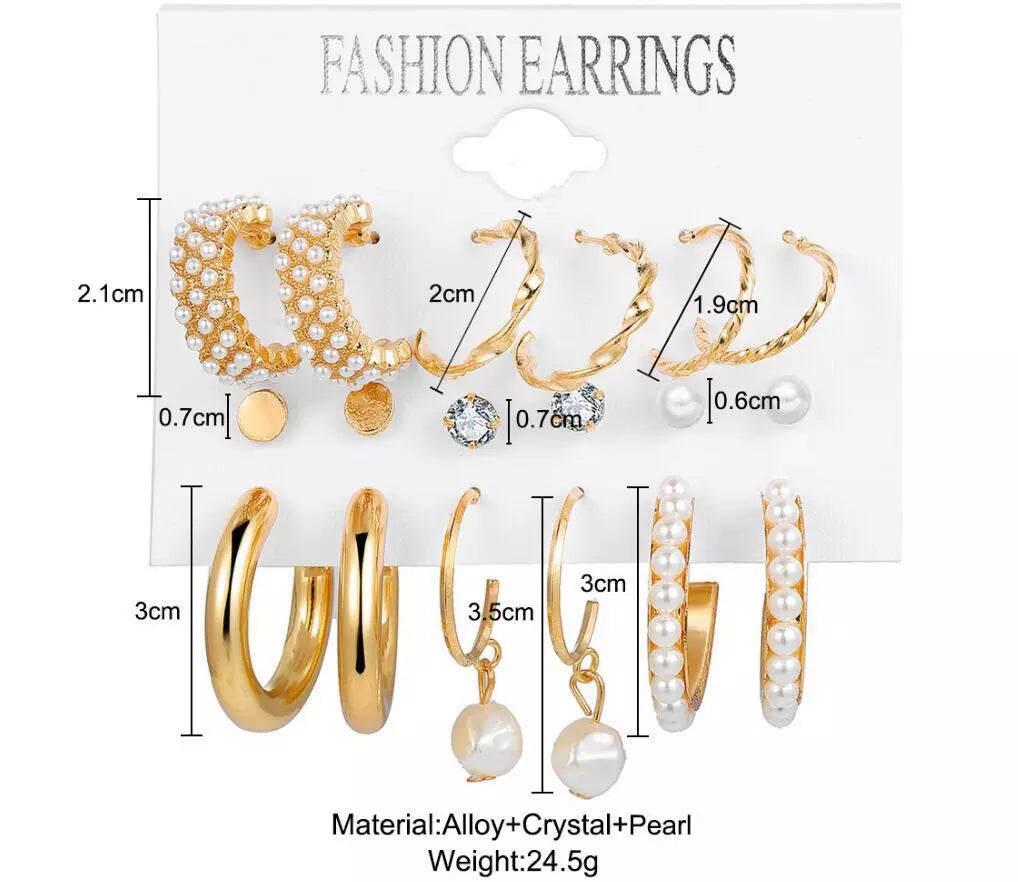 Urban Trend 9 pair of Golden earrings for girls and women