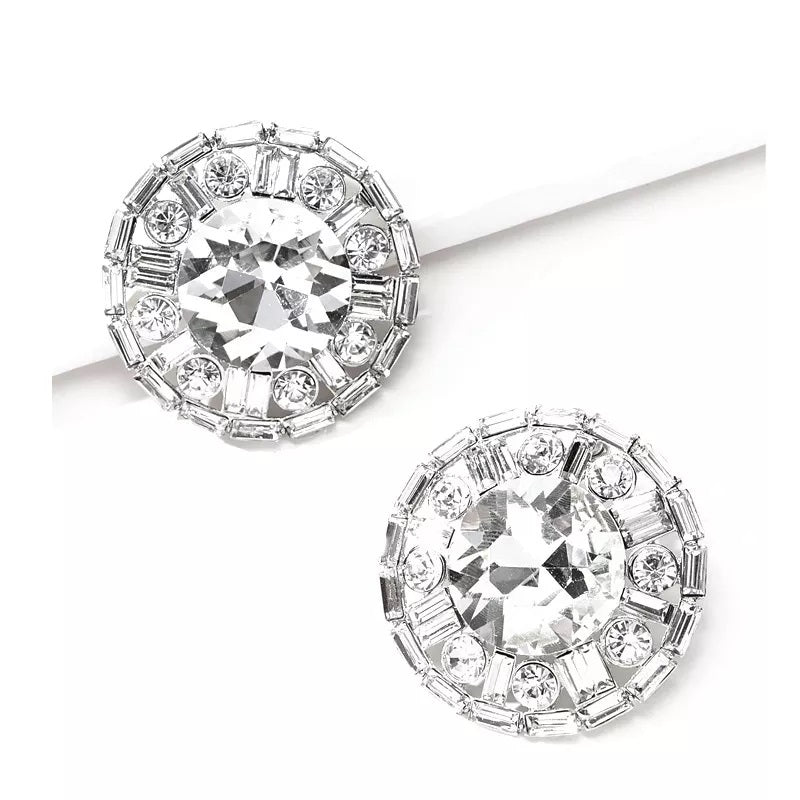 Urban Trend round alloy diamond inlaid glass full of exaggerated eye absorbing Earrings