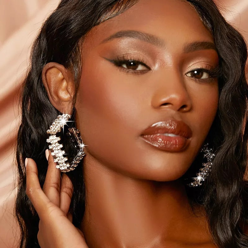 Urban Trend sweet creative geometric alloy diamond diamond diamond Square Earrings