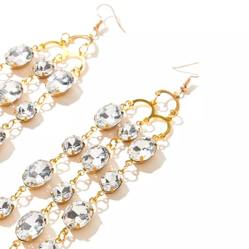 Urban Trend Party Wear Korean style simple and exquisite tassel super long earrings stage Earrings