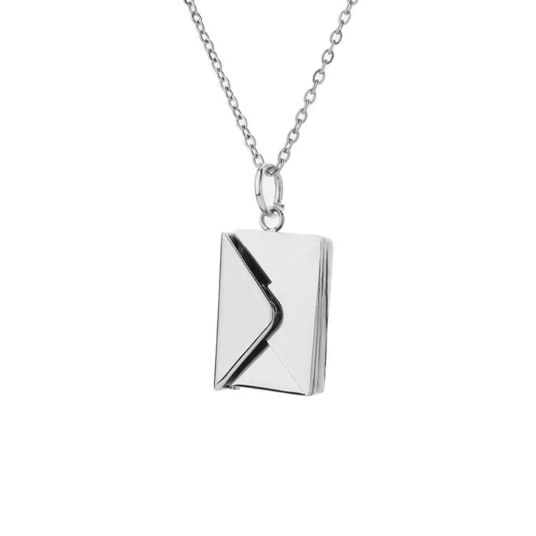 Unique Envelope Locket Letter Pendant Silver Plated Necklace