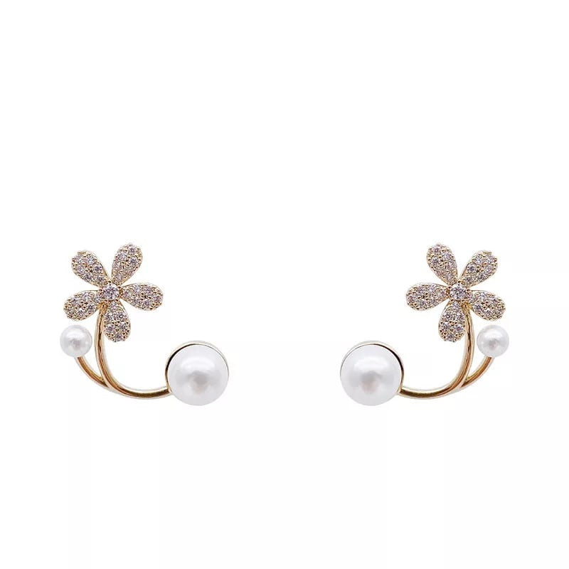 Beautiful Mermaid Pearl Diamond Gold Plated Earrings