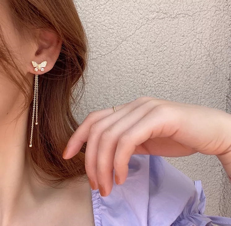 Stupendous Party Wear Bow Diamond Gold Plated Earrings