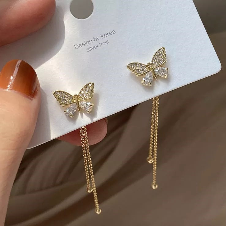 Stupendous Party Wear Bow Diamond Gold Plated Earrings