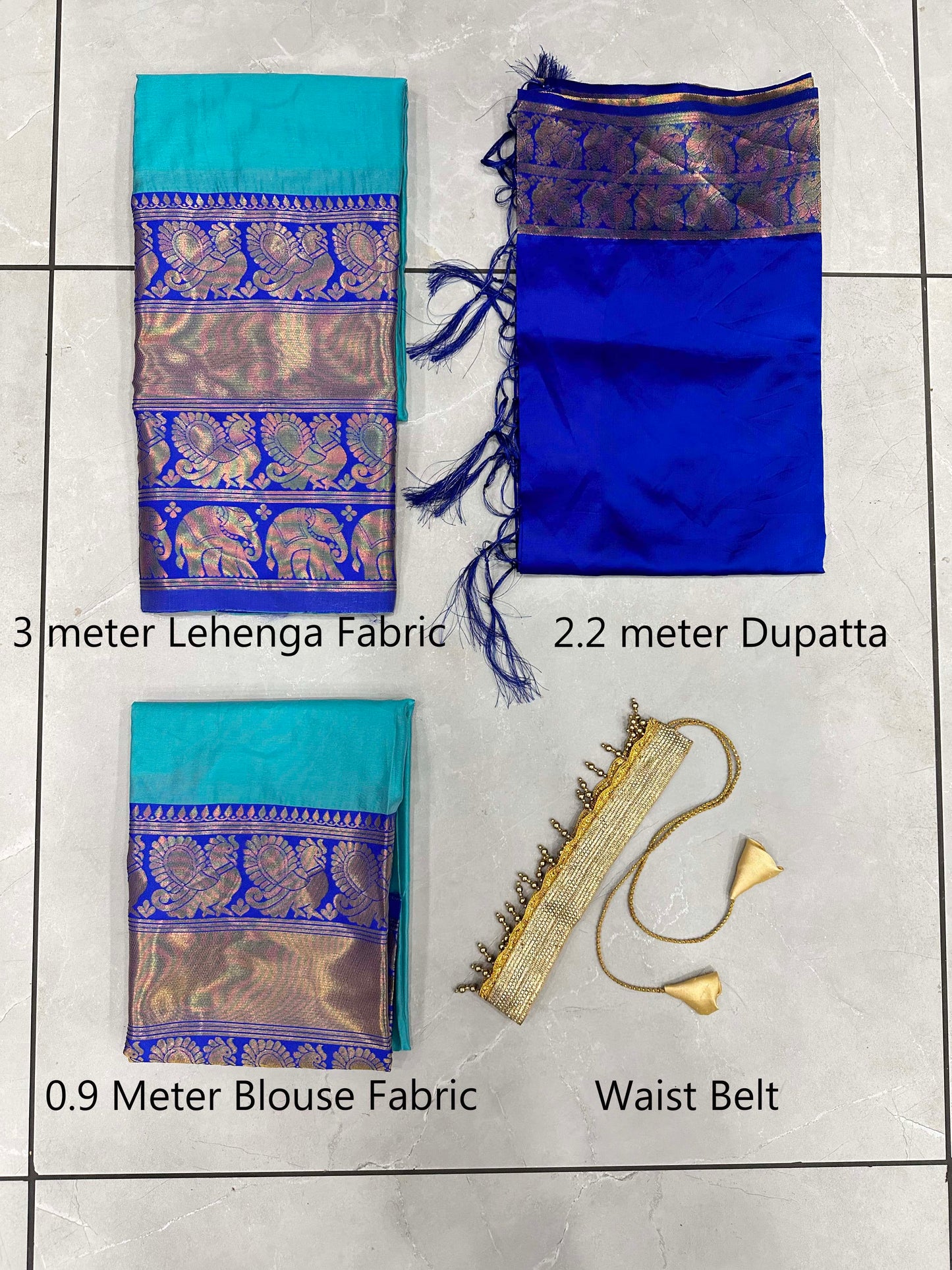 Awesome Designer Zari Silk Half Saree Lehenga South Indian Style With Belt