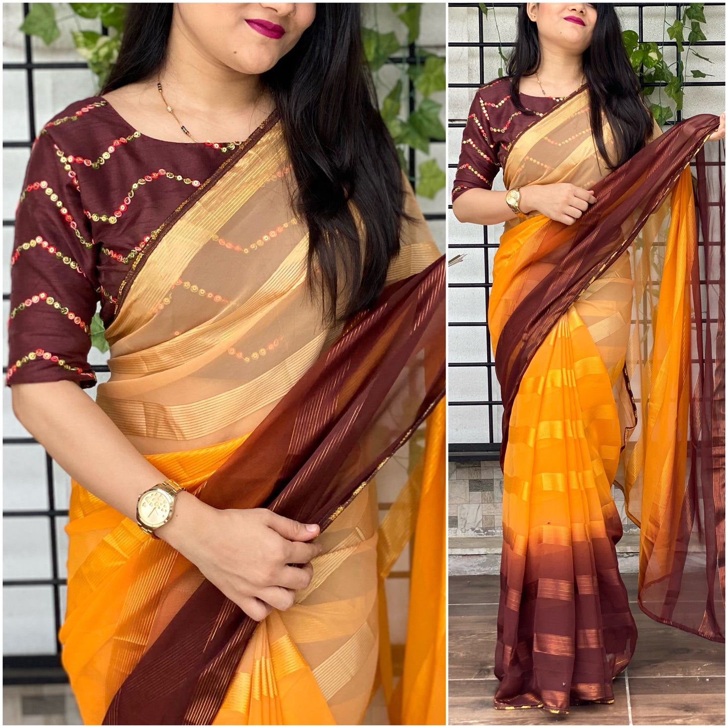 Latest Designer Thread work Georgette Party wear Saree For Women