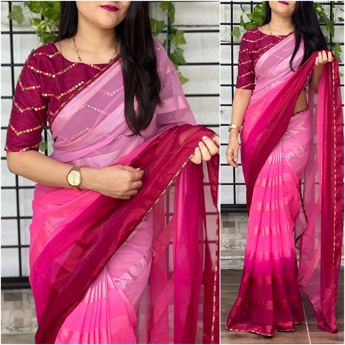 Latest Designer Thread work Georgette Party wear Saree For Women