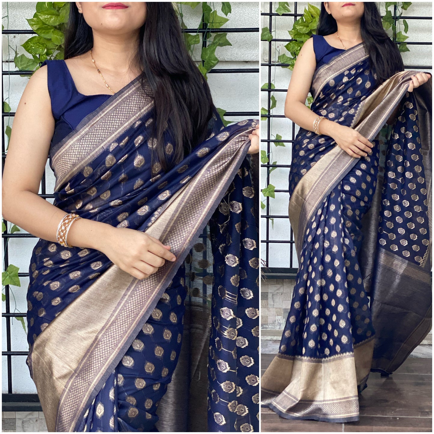 Cotton Jacquard Saree With Zari Weaving Tussles In Pallu