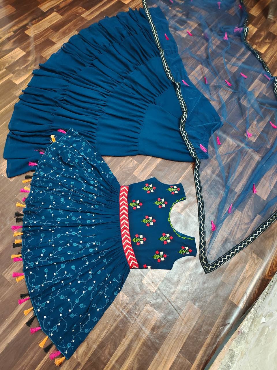 Georgette Embroidered sharara Plazzo dress for wedding