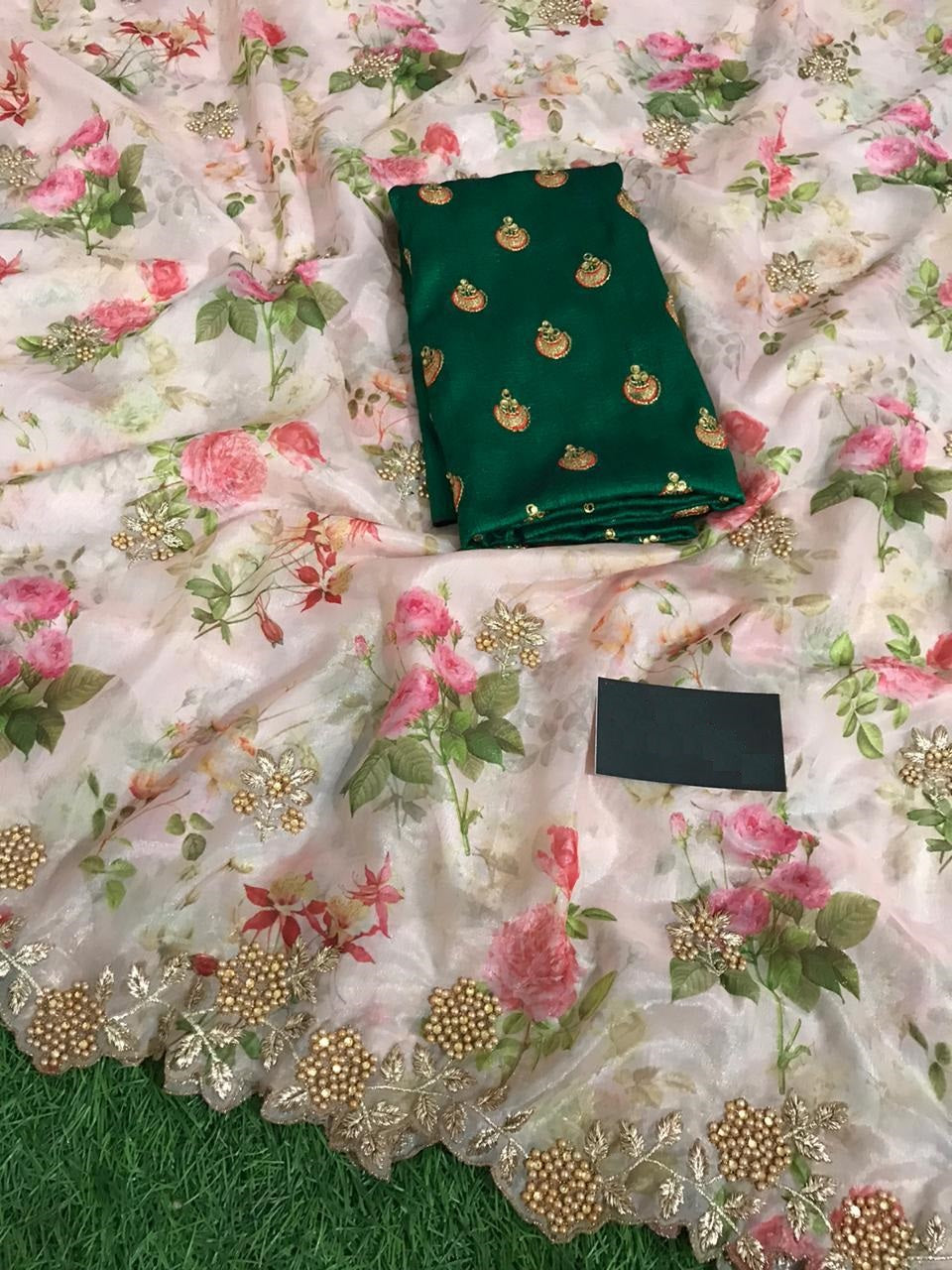LatestPrinted Organza Silk Saree For Women