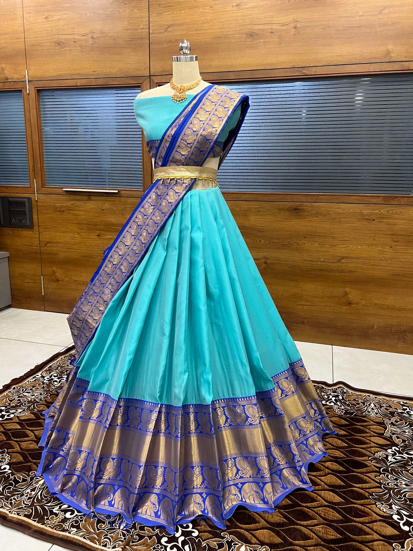 Awesome Designer Zari Silk Half Saree Lehenga South Indian Style With Belt
