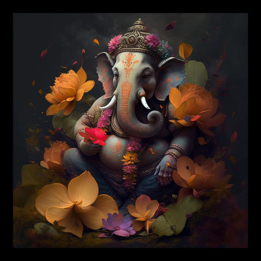 Ganesha Art Framed Painting | Ready to Hang - (Wooden Frame )