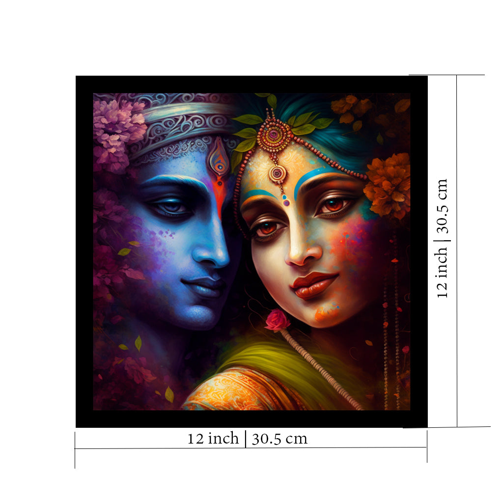 Radha Krishna Art Framed Painting | Ready to Hang - (Wooden Frame)