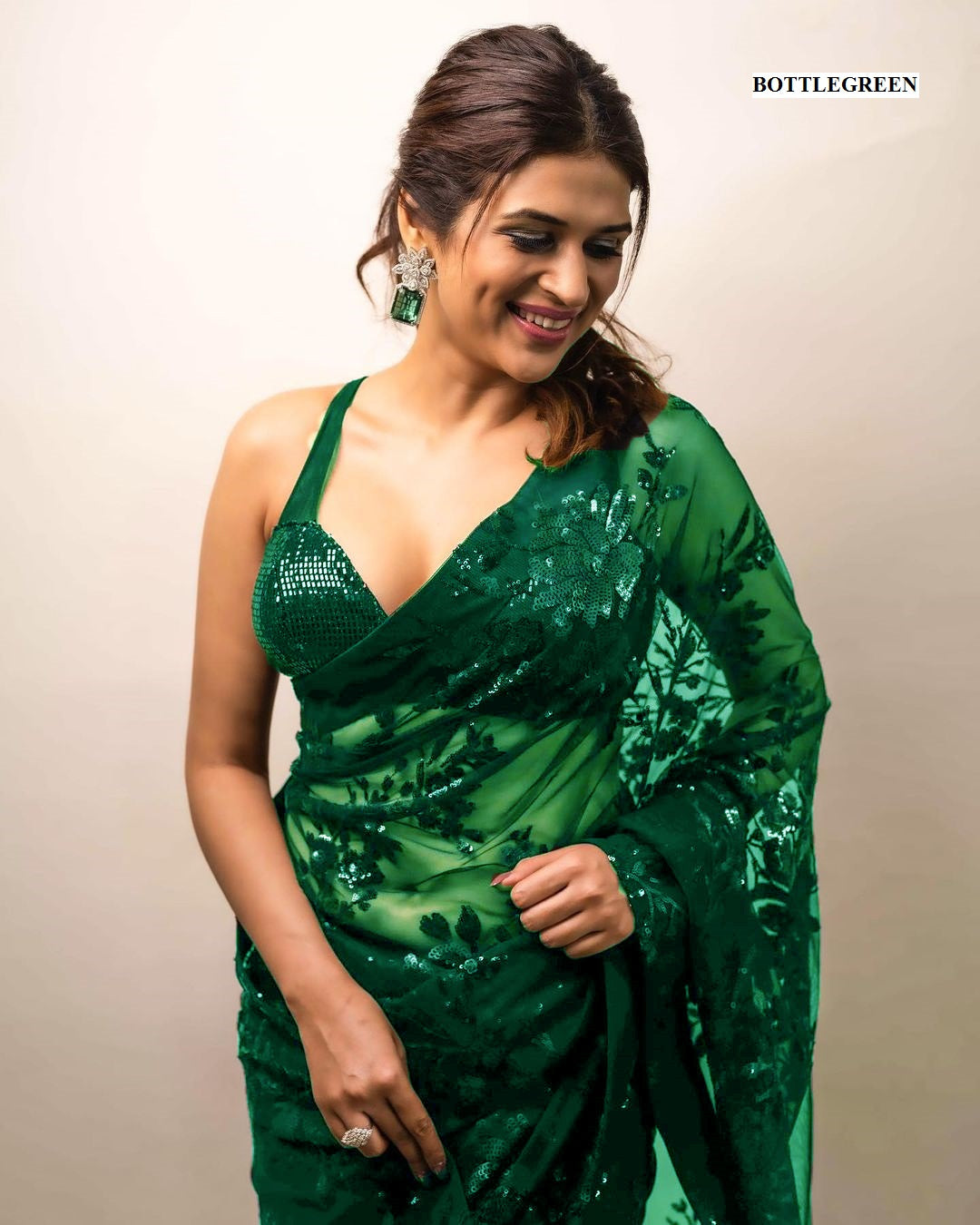 Elegant Sequence Embroidered Work Georgette Saree Blouse
