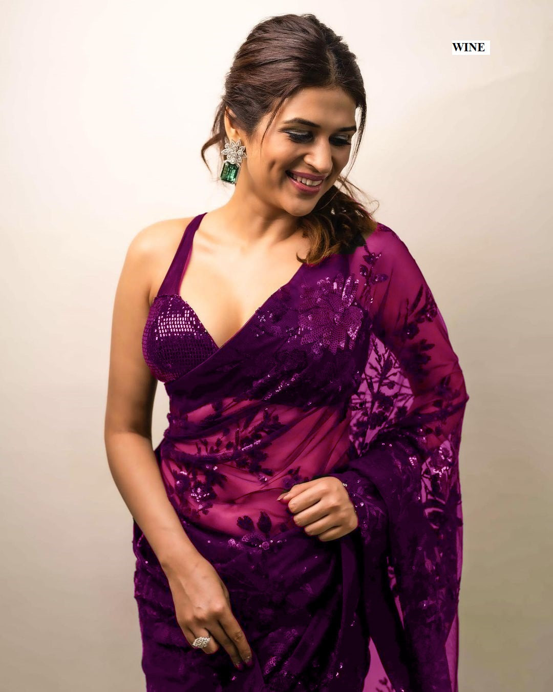 Elegant Sequence Embroidered Work Georgette Saree Blouse