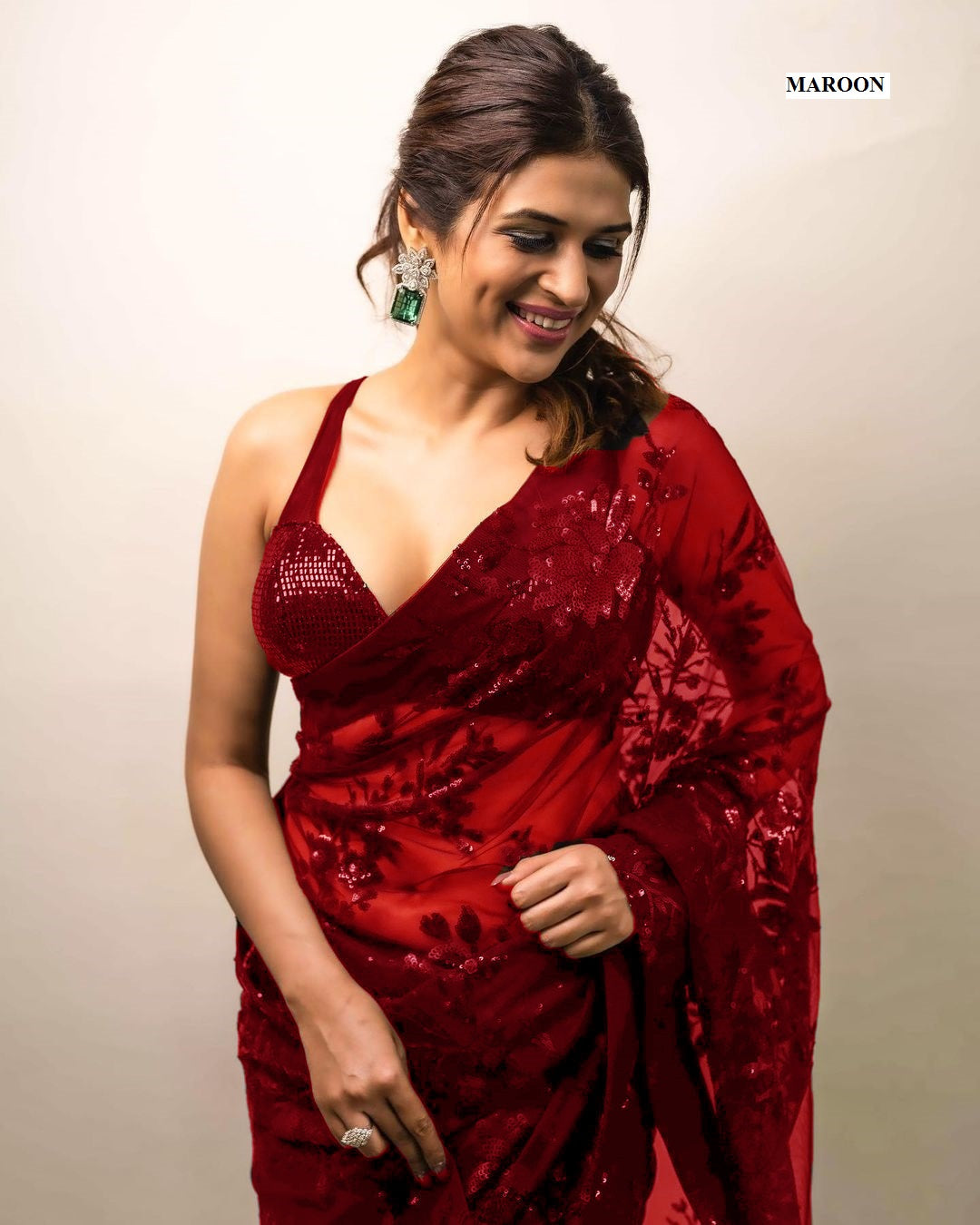 Elegant Sequence Embroidered Work Georgette Saree Blouse