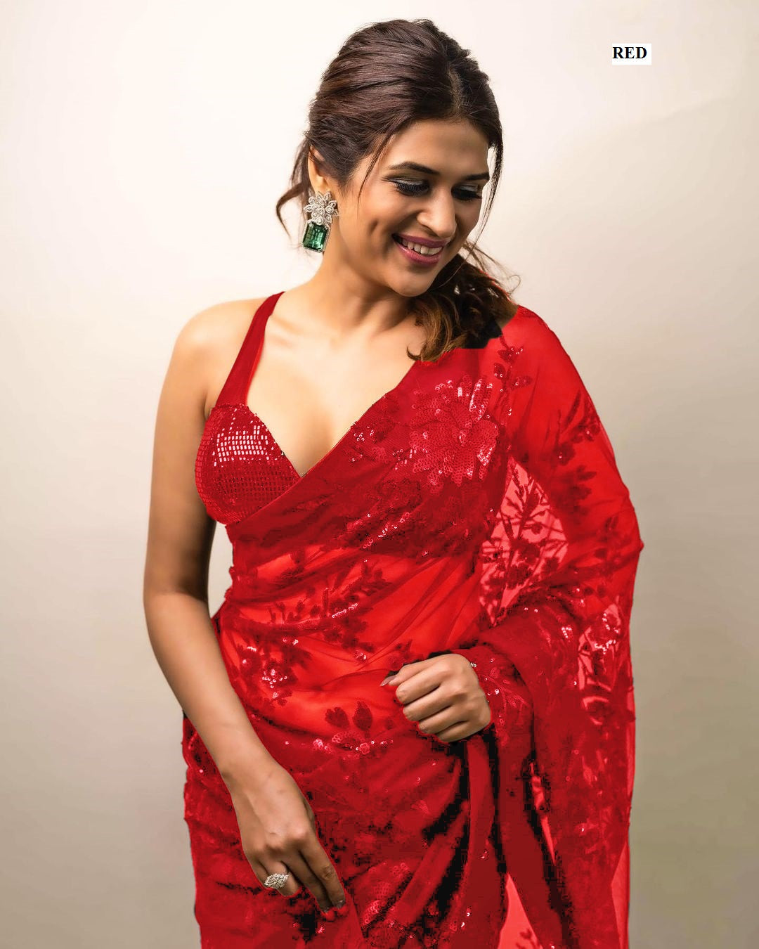 Elegant Sequence Embroidered Work Georgette Saree Blouse