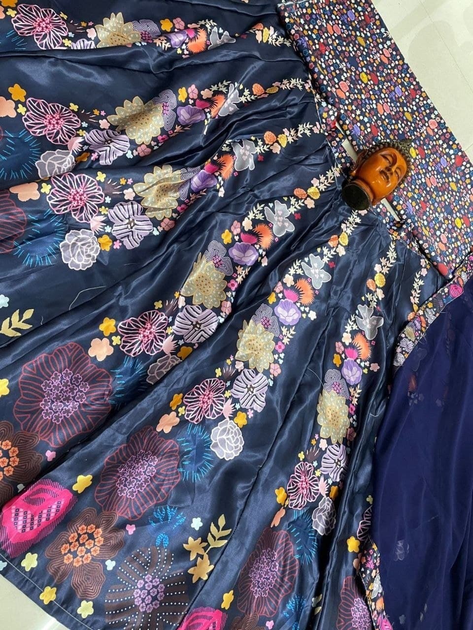 Satin Latest Blue Color lehenga choli