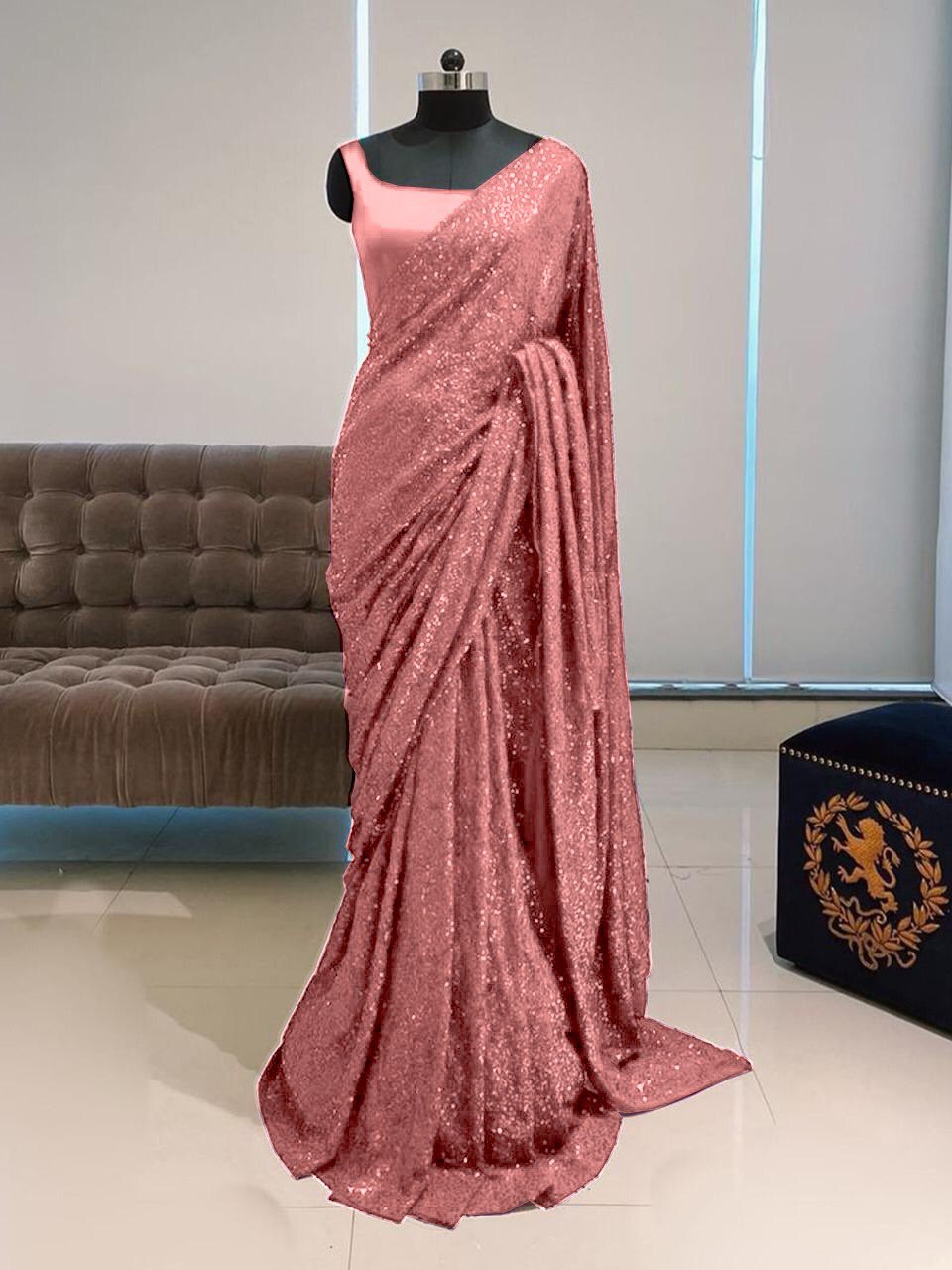 Party Wear Georgette Full Sequence Work Saree Blouse For Women