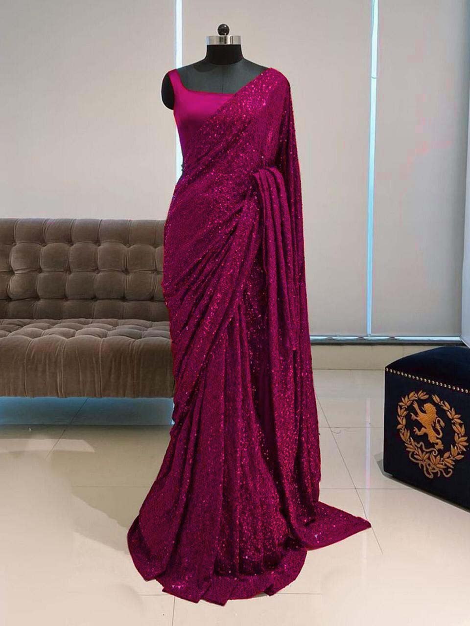 Party Wear Georgette Full Sequence Work Saree Blouse For Women