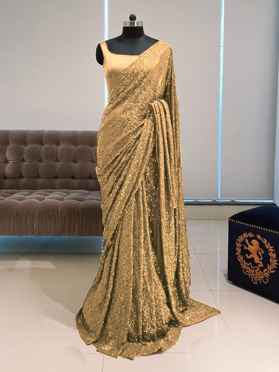 Party Wear Georgette Full Sequence Work Saree Blouse For Women