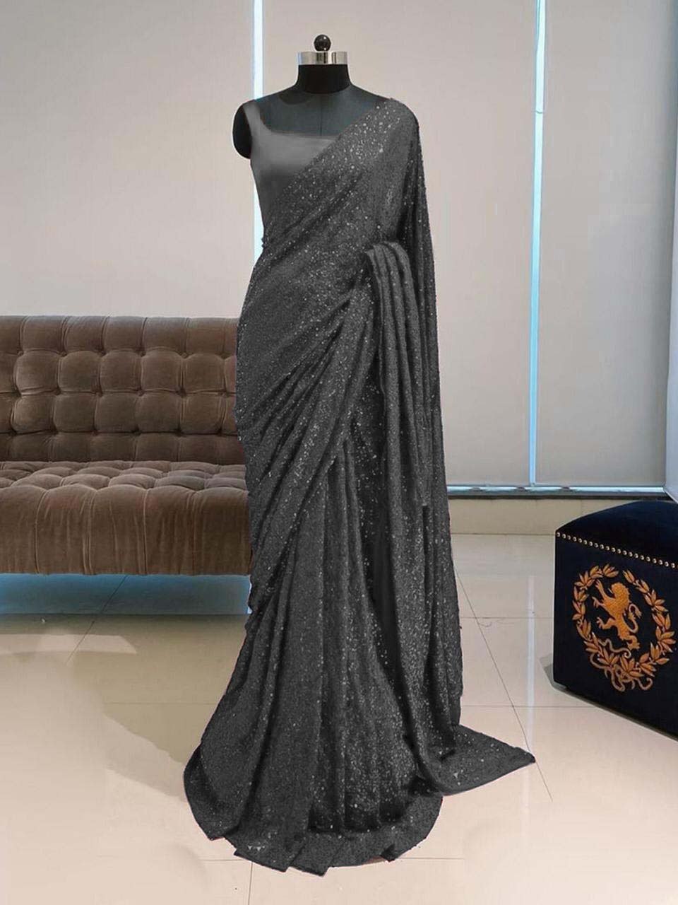 Party Wear Georgette Full Sequence Work Saree Blouse For Women