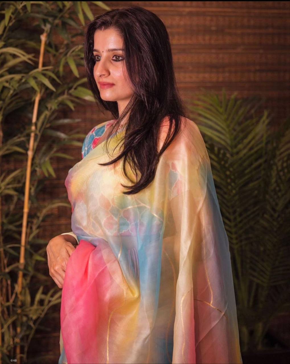 Stunning Fancy Fabric Digital Print with Hand Foil Art Work saree