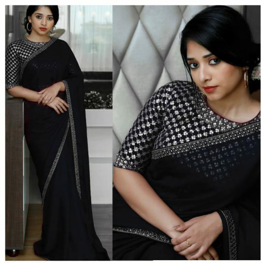 Gorgeous Rangoli Silk Sequence Embroidered Work Saree Blouse