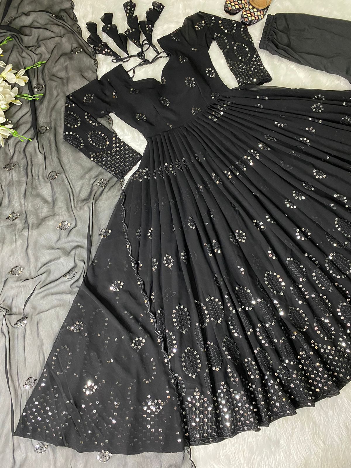 Buy Black Navratri Wedding Wear Anarkali Suits Online for Women in USA