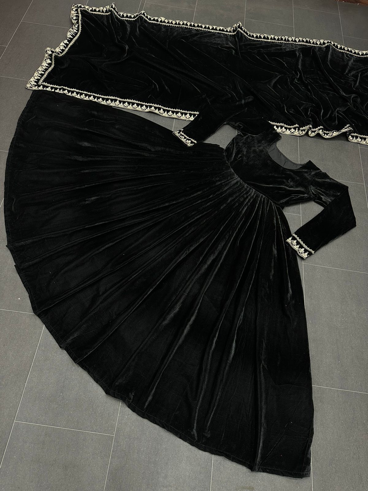 Lady Evening Dresses Velvet Dress Long Sleeve Side Slit Square Neck Party |  eBay