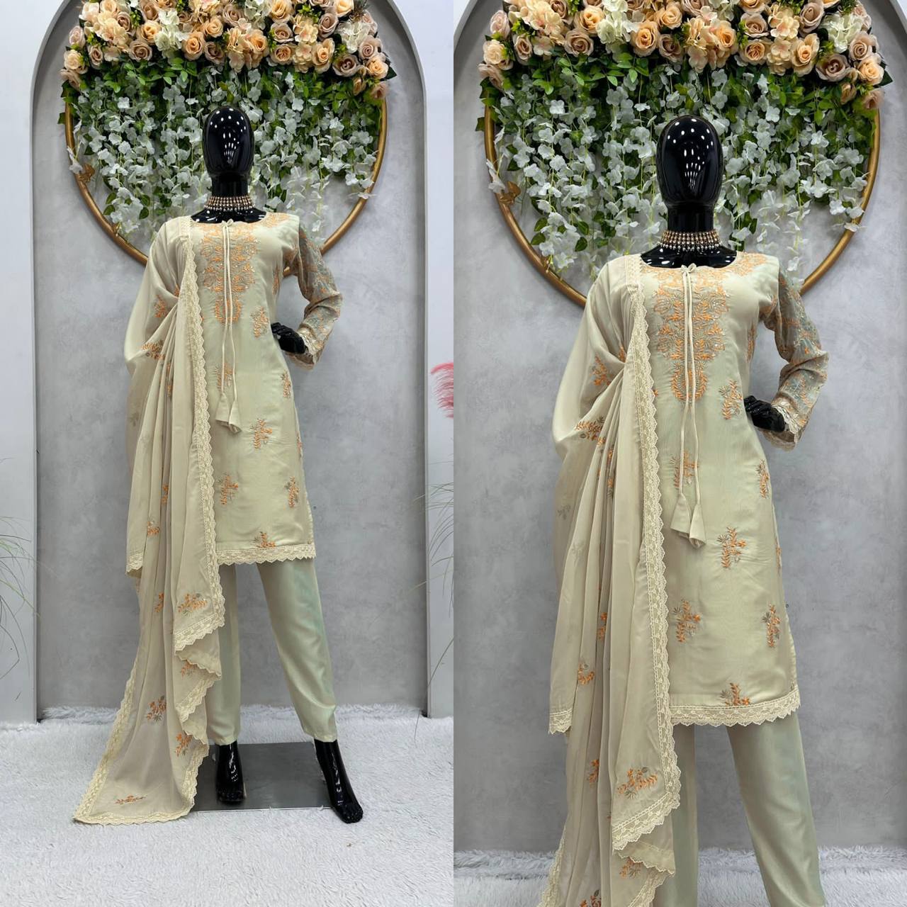 Mehendi Green Color Sequence Work Tibby Silk Salwar Suit
