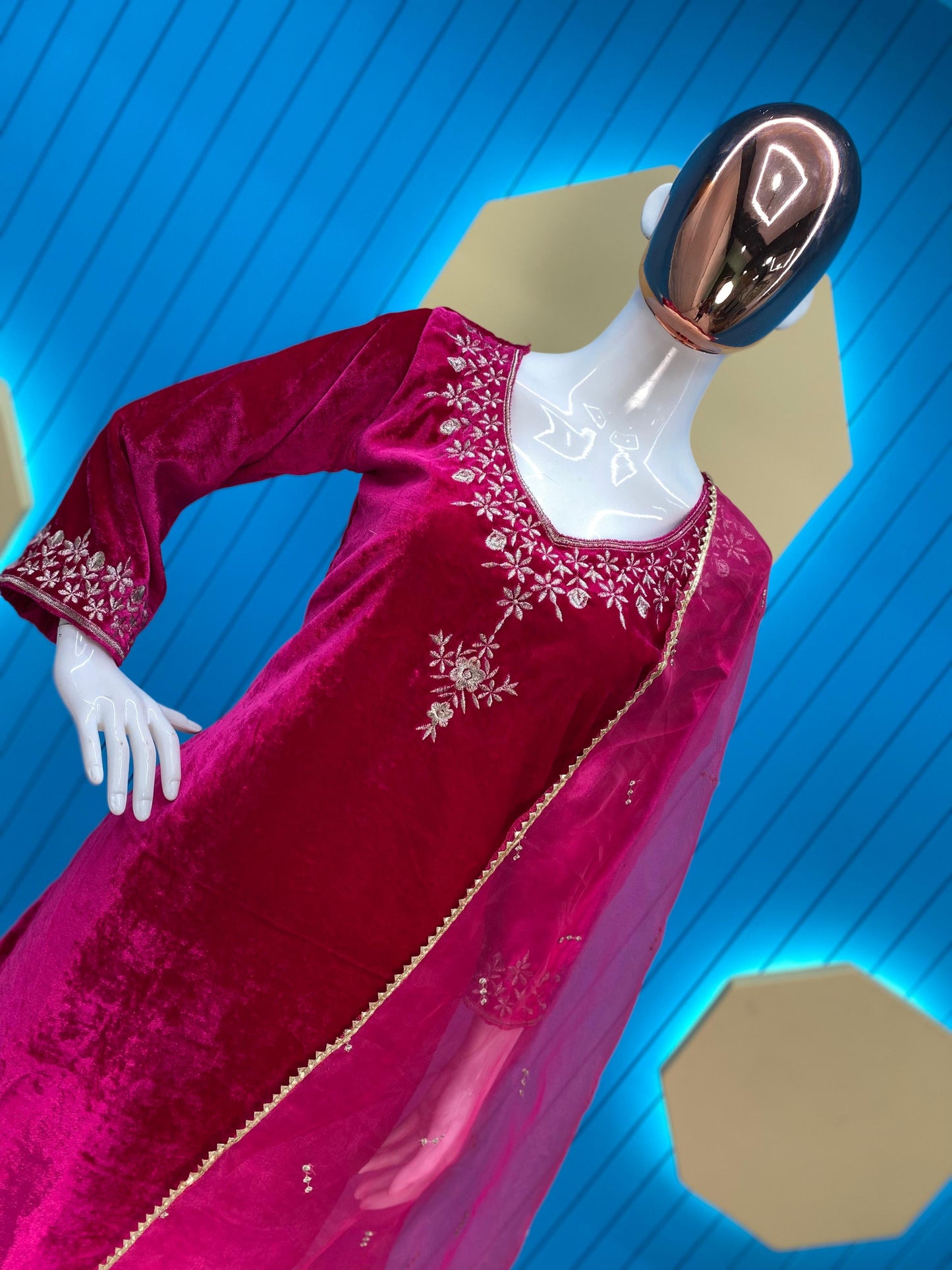 Rani Color Velvet Salwar Suit For Women