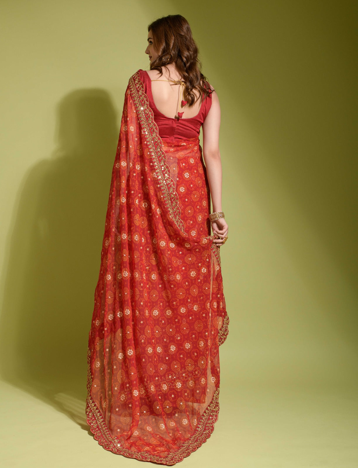 Party Wear Georgette Print and embroidery work Saree with blouse