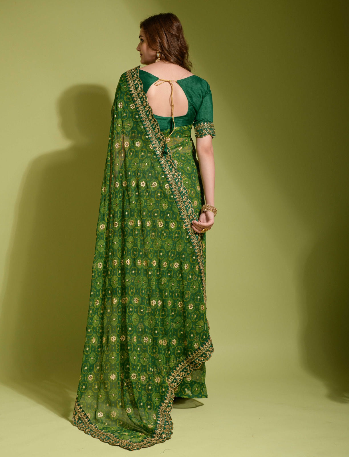 Party Wear Georgette Print and embroidery work Saree with blouse